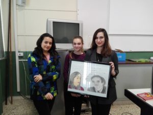 le autrici del quadro donato a Rosanna, Giada  Amendola e Simona Pasquino