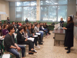 Rosanna Scopelliti parla agli alunni in aula magna